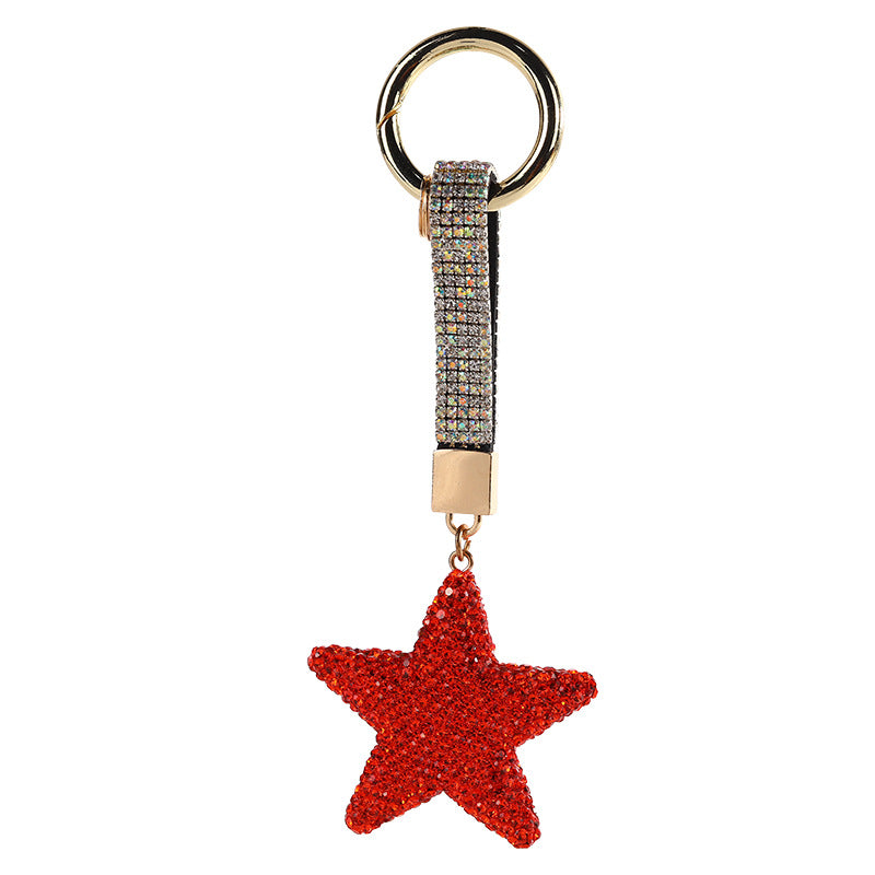 Wholesale Diamond-encrusted Clay Five-pointed Star Metal Keychain